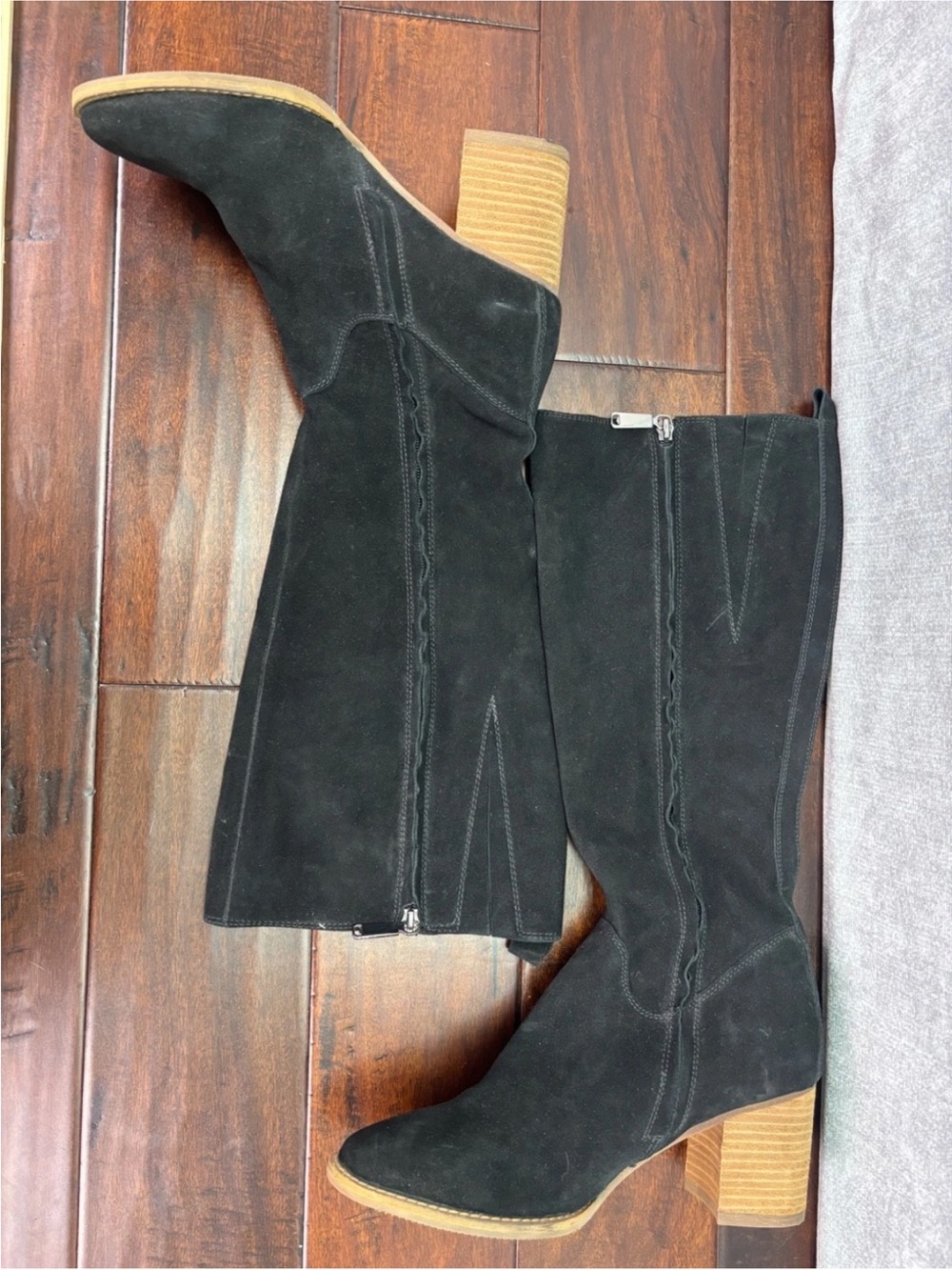 Blondo Nikki Black Suede Waterproof Block Heel Tall Boots Size 10 M
